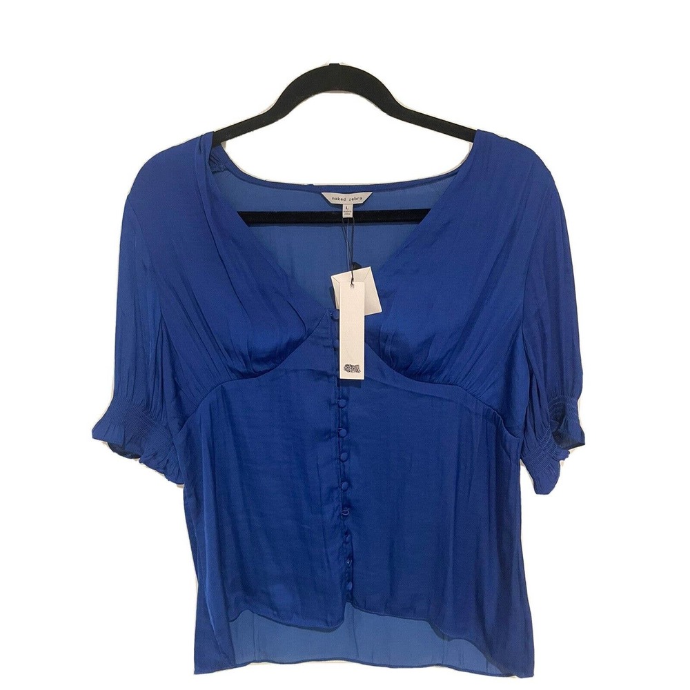Naked Zebra Sapphire Women's Button-Down Blouse New with Tags Size Large